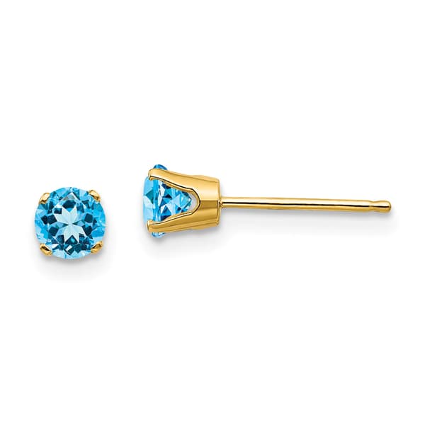 Gemstone Classics&#40;tm&#41; Yellow Gold 4mm. Blue Topaz Earrings - image 