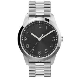 Mens Silver-Tone Black Sunray Analog-Quartz Watch - 50522S-07-G28