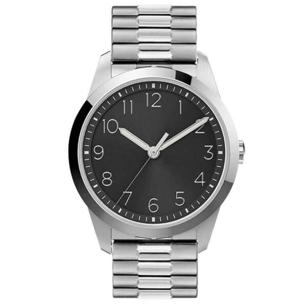 Mens Silver-Tone Black Sunray Analog-Quartz Watch - 50522S-07-G28 - image 