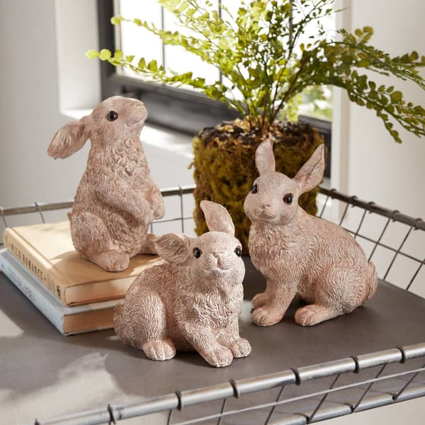 Melrose Stone Garden Rabbits Figurine - Set of 3