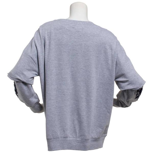 Womens Erika Autumn French Terry Embroidery Sleeve Sweater