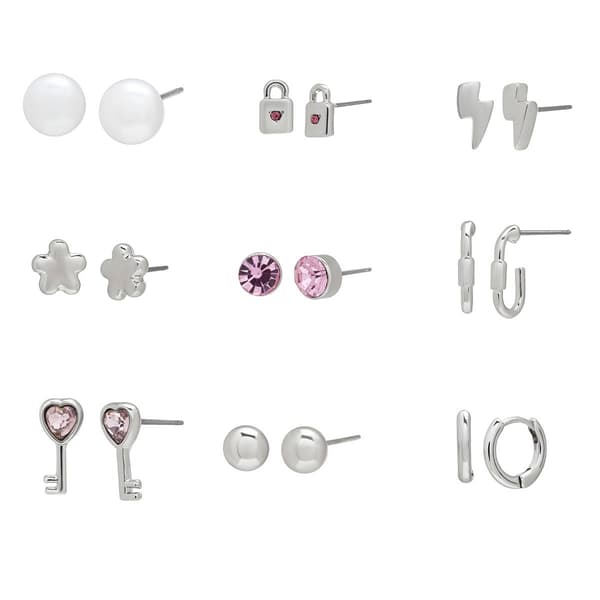 Steve Madden Garden Party Flower & Pearl Stud Earrings Set - image 