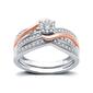 Loveblooms&#40;tm&#41; Two-Tone 1/4cttw. Diamond Halo Bypass Bridal Set - image 1