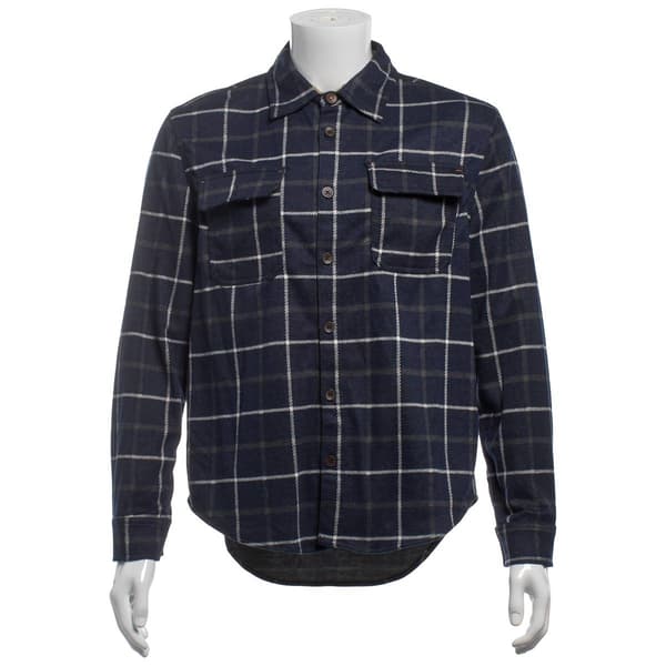 Mens Rainforest Polyester Flannel Shirt - Navy Plaid