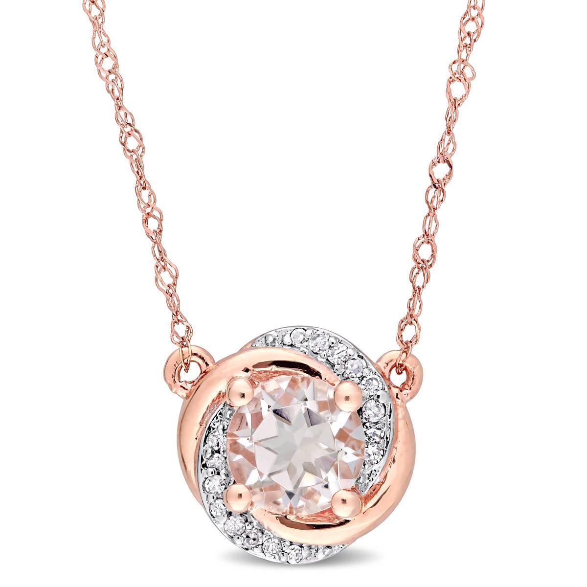 Gemstone Classics™ 10kt. Rose Gold Diamond Swirl Necklace