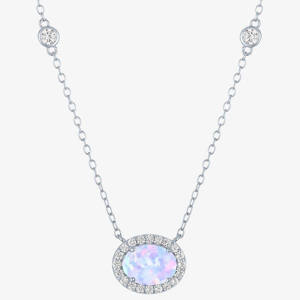 Nova Star(R) Lab Grown Opal & White Sapphire Necklace - image 