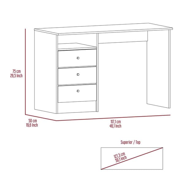 FM FURNITURE Naples Three Drawers Computer Desk