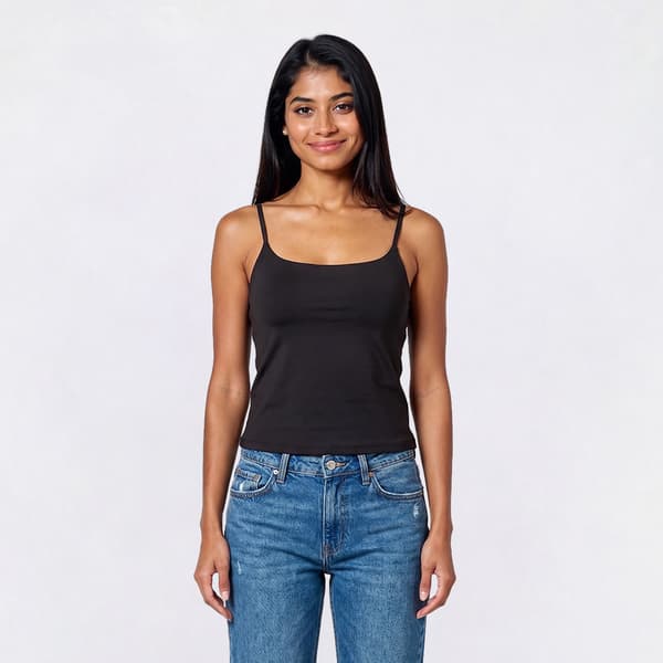 Juniors No Comment Spaghetti Strap Tank Top w/ Mold Cup - image 
