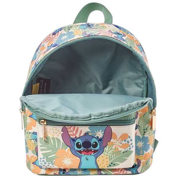 Womens Disney Stitch Green Tropical Mini Backpack