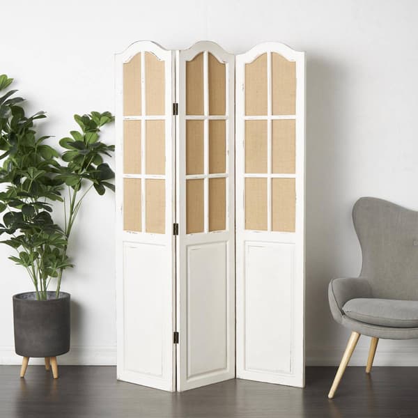 9th & Pike® Farmhouse Beige Wood Room Divider Screen