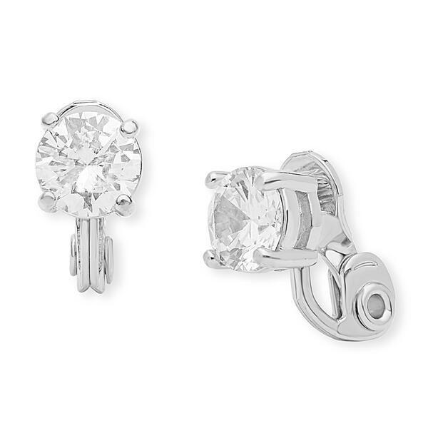 Anne Klein Cubic Zirconia EZ Comfort Clip On Stud Earrings - image 