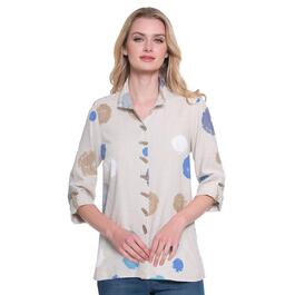 Petite Ali Miles 3/4 Sleeve Button Front Placed Dot Blouse