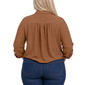 Plus Size NY Collection Roll Tab Sleeve Solid Tie Front Blouse - image 2