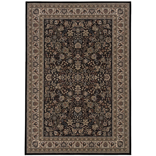 HomeRoots Black & Ivory Oriental Accent Rug