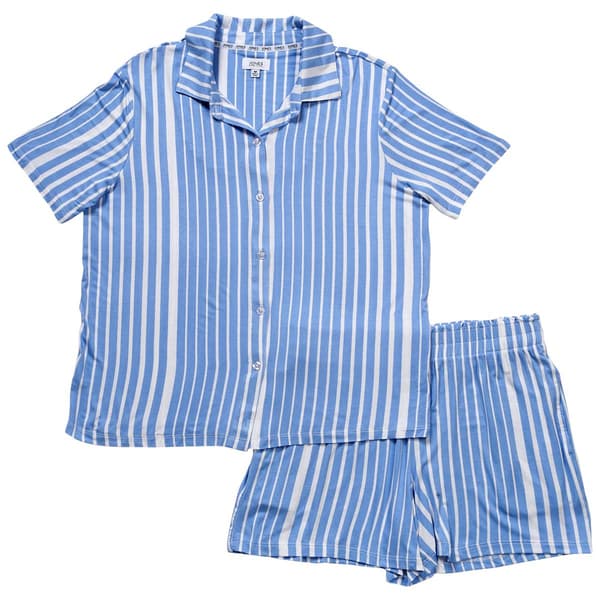 Womens Jones New York Short Sleeve & Short Stripe Pajama Set