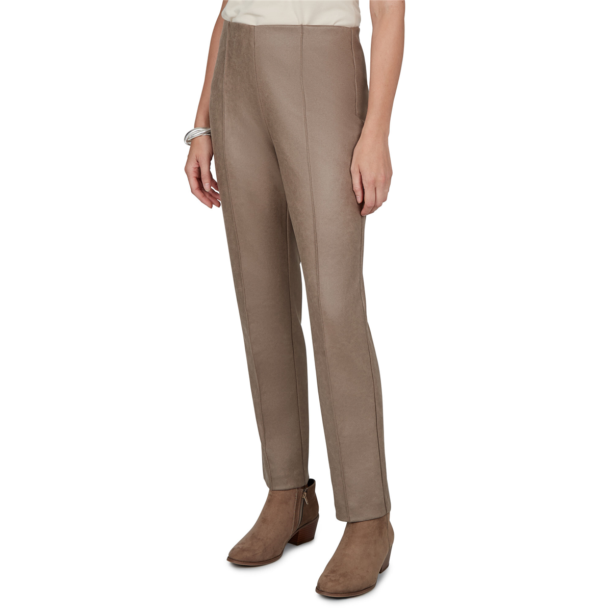 Womens Ruby Rd. Mythical Front Seam Suede Ponte Pull On Pants