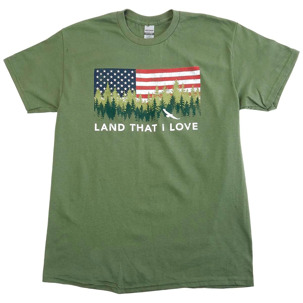 Mens Home of the Brave Short Sleeve Forest Flag Graphic Tee