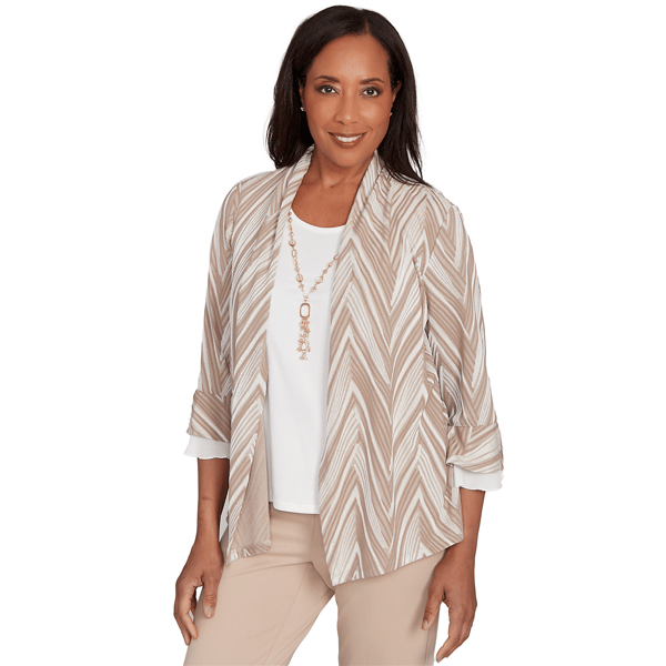Womens Alfred Dunner Urban Legend Chevron Two In One Blouse
