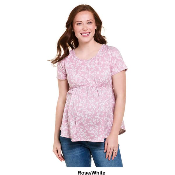 Womens Due Time Short Sleeve Ditsy Crossback Maternity Top