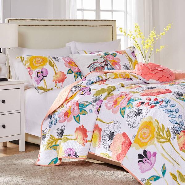Greenland Home Fashions&#40;tm&#41; Watercolor Dream  Quilt Set w/ Pillows - image 