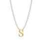 1928 16in. Gold-Tone S Initial Pearl Pendant - image 1