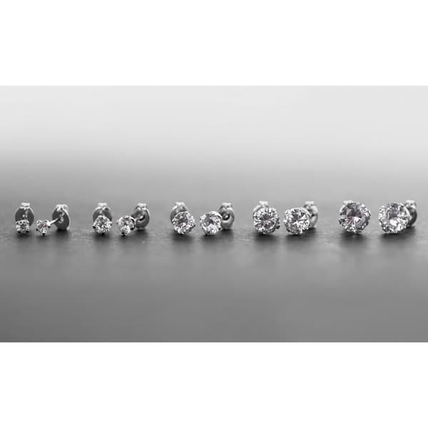 Lesa Michele&#8482; Round Silver Graduated 5pc. Stud Earring Set