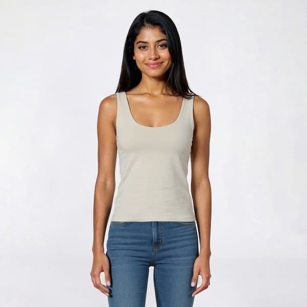 Juniors Pink Rose Double Layer Scoop Neck Tank Top - image 
