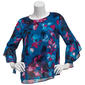 Womens Kasper 3/4 Ruffle Sleeve Leaf Chiffon Blouse - image 1