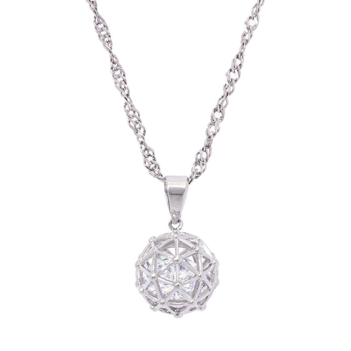 Gianni Argento CZ & Millenial Ball Pendant Necklace