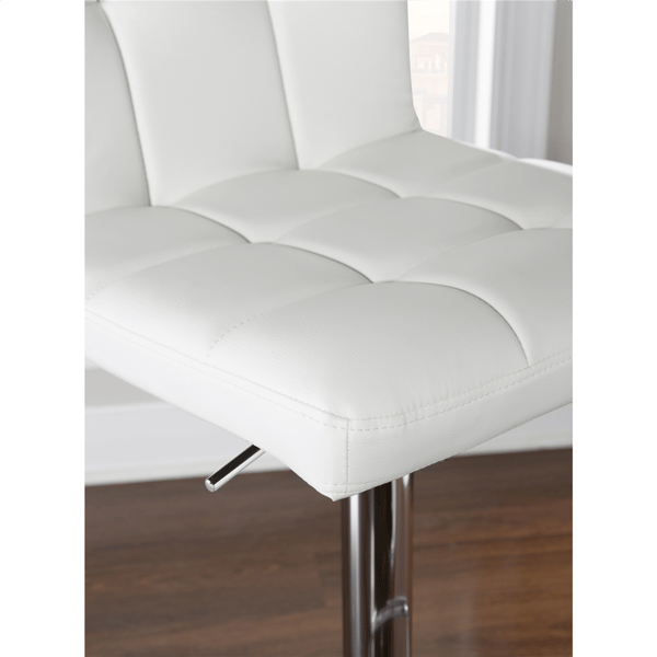 Linon Home Decor Brandt White Faux Leather Adjustable Barstool