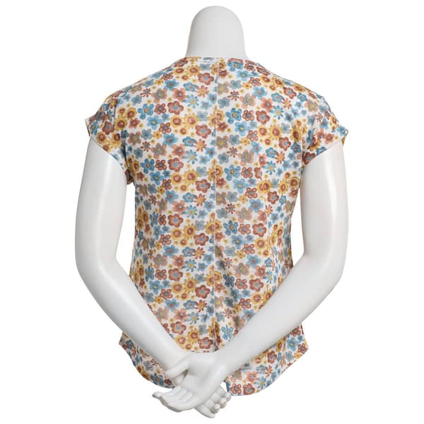Womens Architect&#174; Cap Sleeve One Pocket Floral Slub Tee