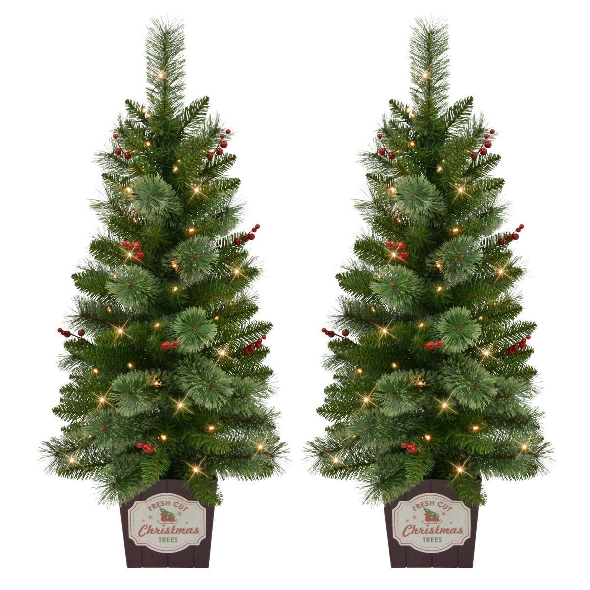 Puleo International 2pc. Cashmere Pre-Lit Potted Christmas Trees