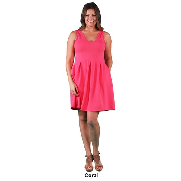 Plus Size 24/7 Comfort Apparel Solid Tailored Fit & Flare Dress