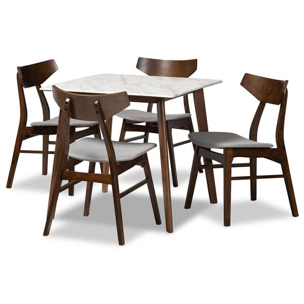 Baxton Studio Pearson Light Grey/Walnut Brown 5pc. Dining Set