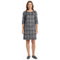 Petite Connected Apparel 3/4 Sleeve Plaid Button Shift Dress - image 2