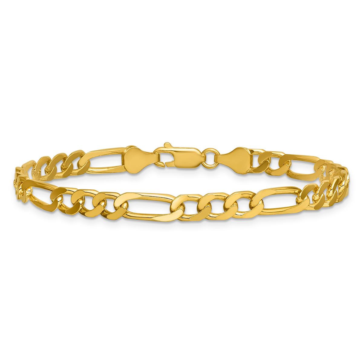 Gold Plated over Sterling Silver Square Figaro Chain Bracelet
