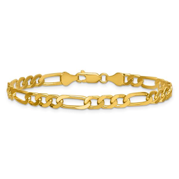 Gold Plated over Sterling Silver Square Figaro Chain Bracelet