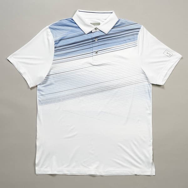 Mens PGA Tour Asymmetric Stripes Short Sleeve Golf Polo