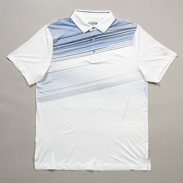 Mens PGA Tour Asymmetric Stripes Short Sleeve Golf Polo - image 