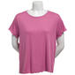 Womens Jaclyn Short Sleeve Lettuce Edge Scoop Neck Pajama Top - image 1