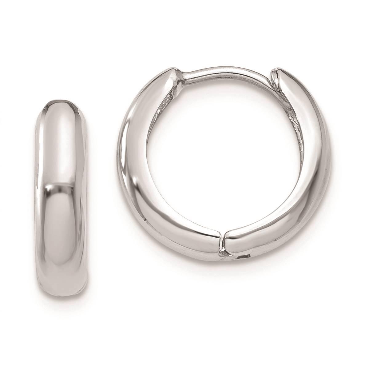 Gold Classics™ White Gold Hinged Hoop Earrings