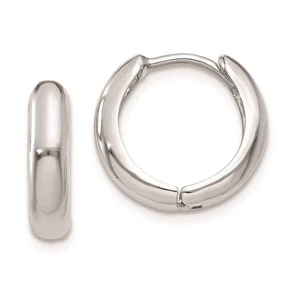 Gold Classics(tm) White Gold Hinged Hoop Earrings - image 