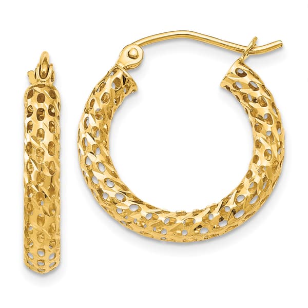 Gold Classics(tm) 14k Mesh Hoop Earrings - image 