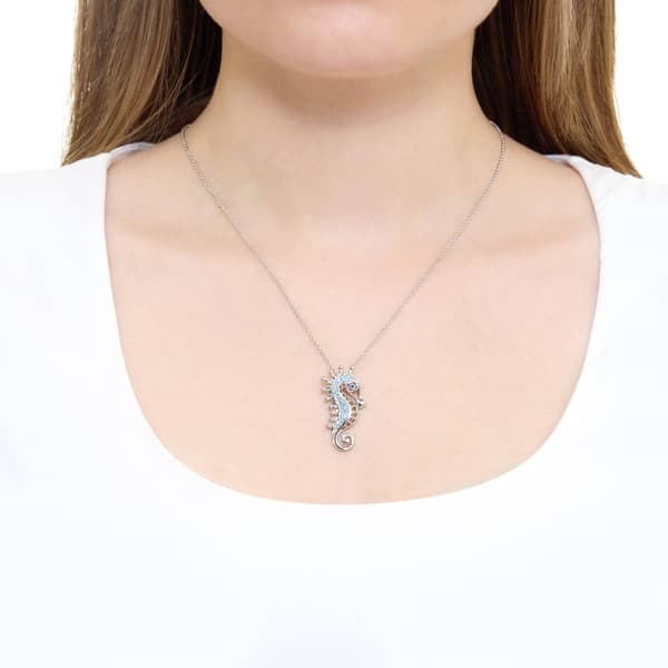 Athra 18in. Silver Plated CZ Seahorse Pendant Necklace