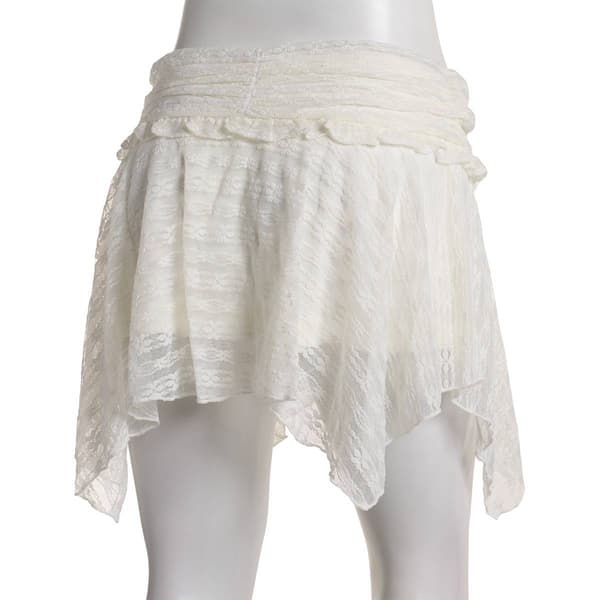 Juniors Derek Heart Lace Ruch Waist Handkerchief Hanky Mini Skirt
