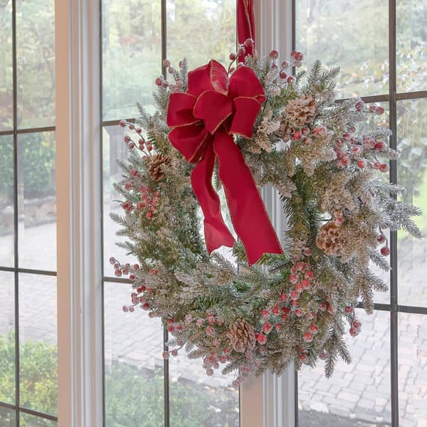 National Tree 22in. Frosted Traditions Greenery Window Wreath