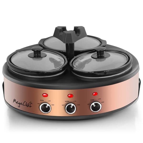 MegaChef Round Triple 1.5qrt. Slow Cooker & Buffet Server