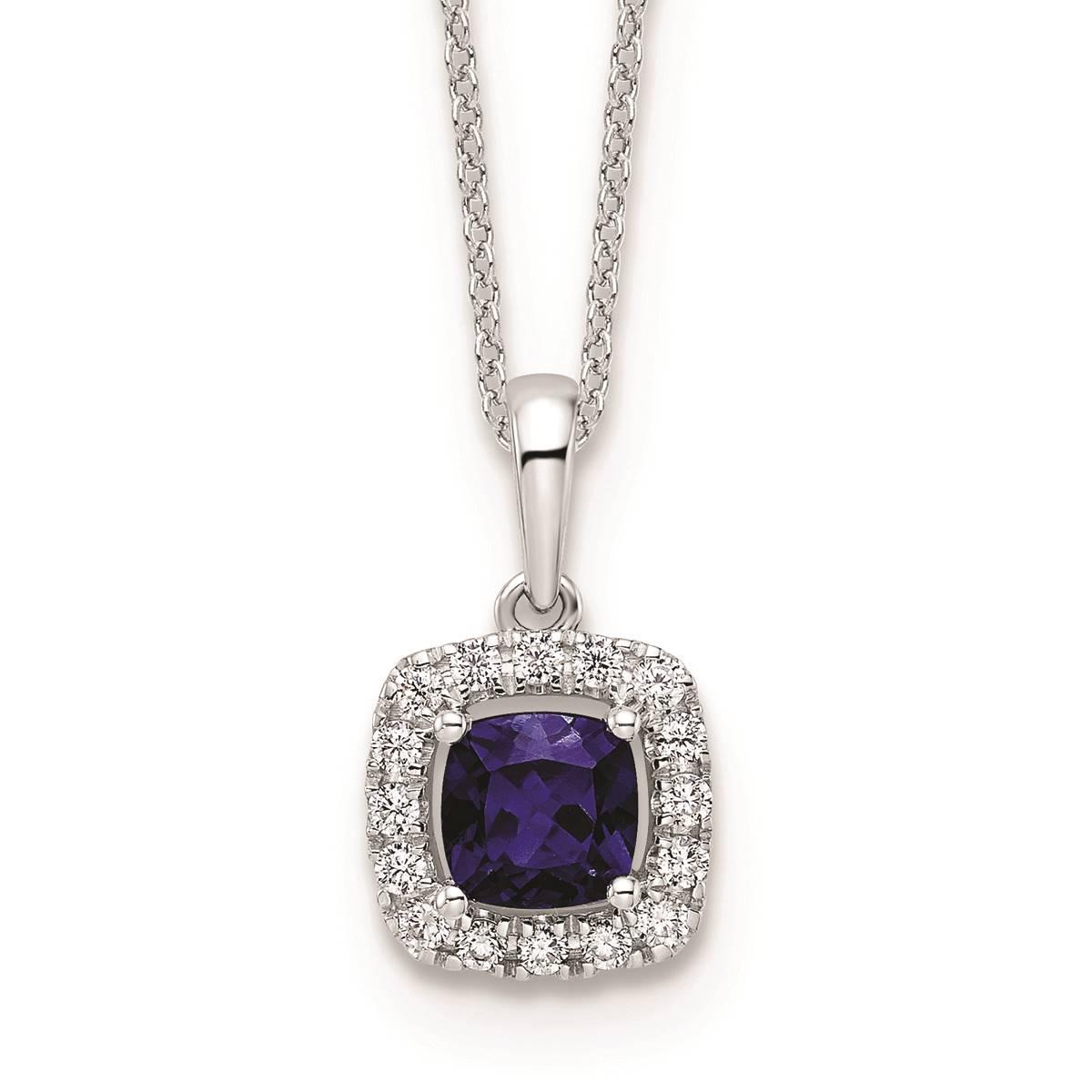 Pure Fire 14kt. White Gold Lab Created Blue Sapphire Halo...