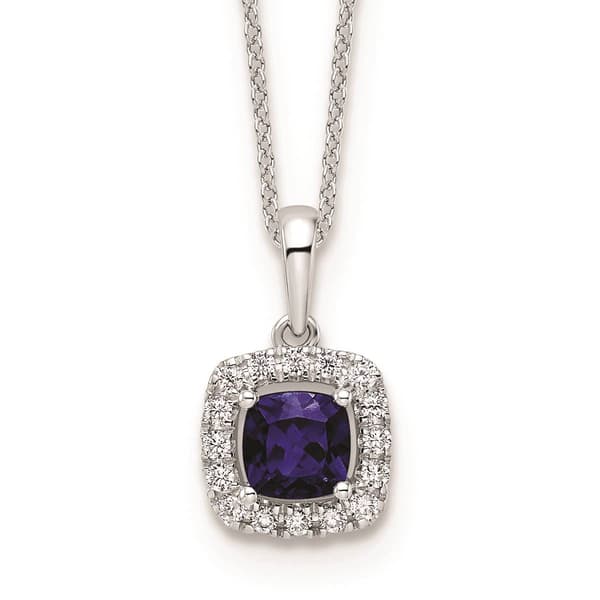 Pure Fire 14kt. White Gold Lab Created Blue Sapphire Halo Pendant