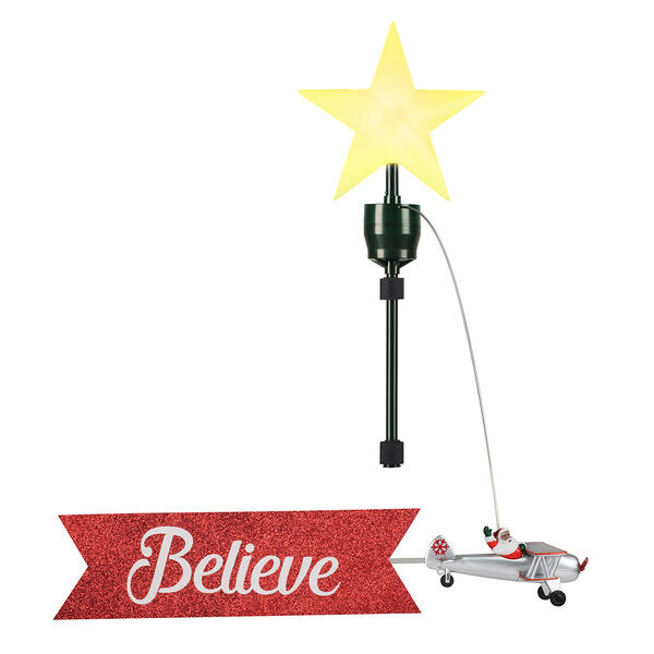 Mr. Christmas&#40;R&#41; Black Santa's Biplane Animated Tree Topper - image 